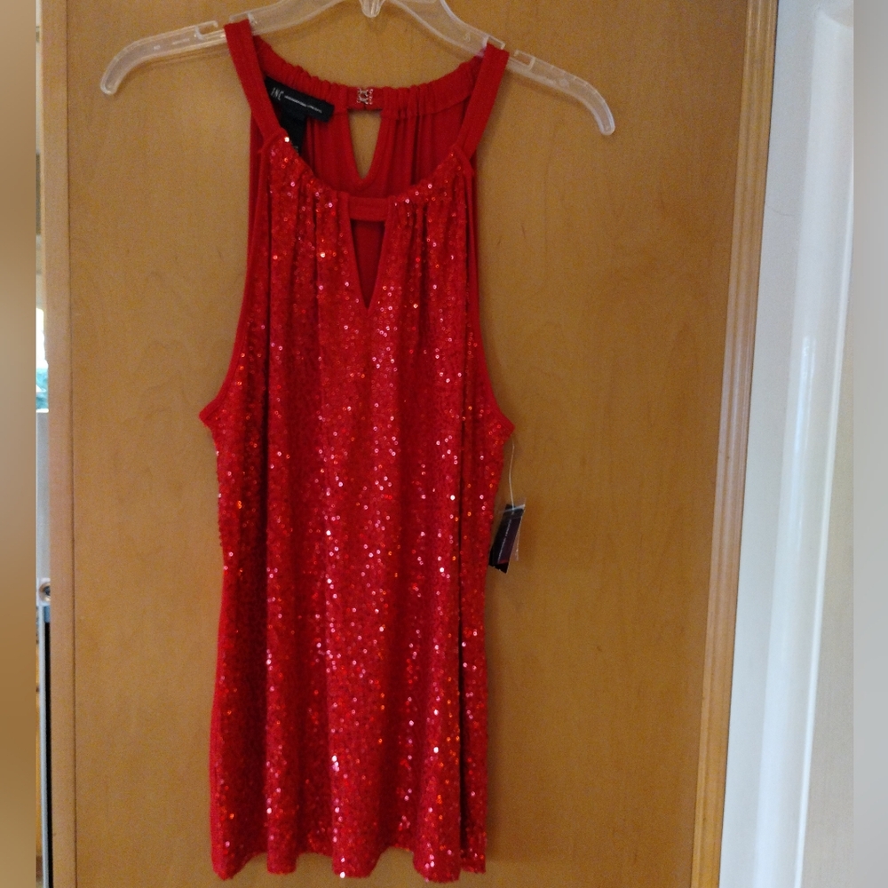 Red Sequin Elegant Sleeveless Top